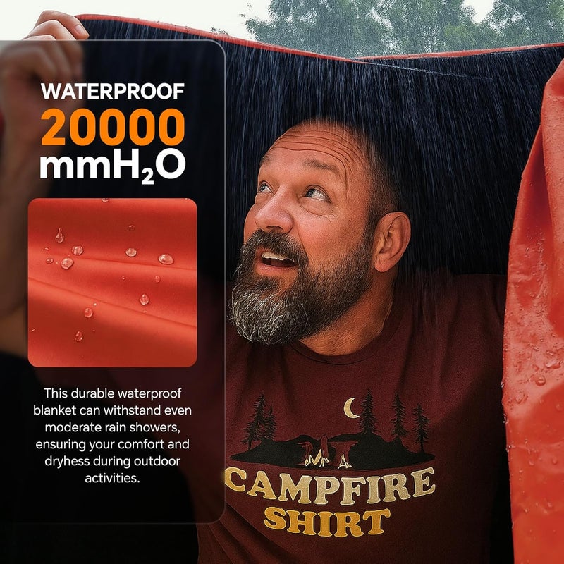 BEDELITE Large Waterproof Camping Blanket, Lightweight for Cold Weather, Foldable Fleece Stadium Blanket for Outdoor Sports, Windproof, Wearable, Machine Washable, 55" x 80",Red - Image 2